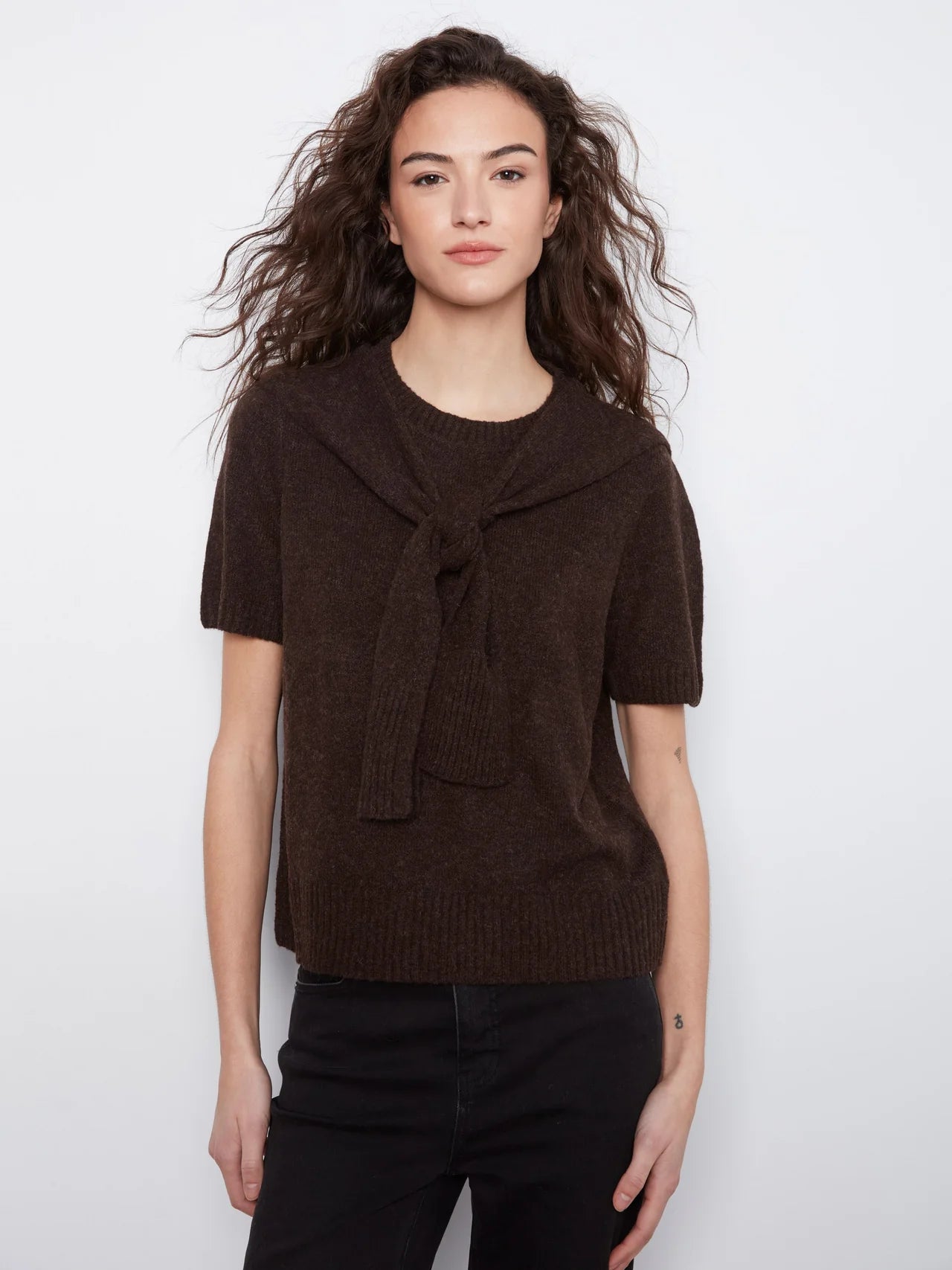 Short Sleeve Sweater With Sleeve Detail