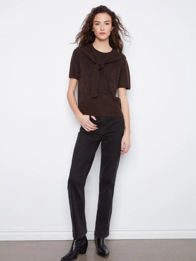 Short Sleeve Sweater With Sleeve Detail