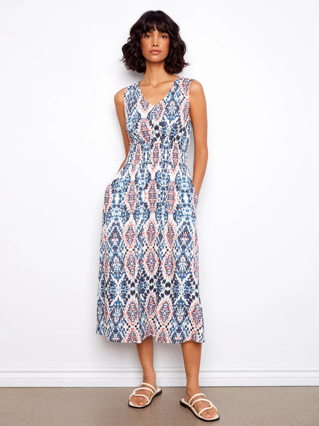 Charlie B Smocked Printed Viscose Dress