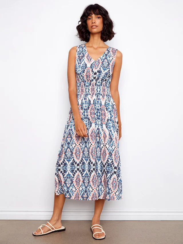 Charlie B Smocked Printed Viscose Dress