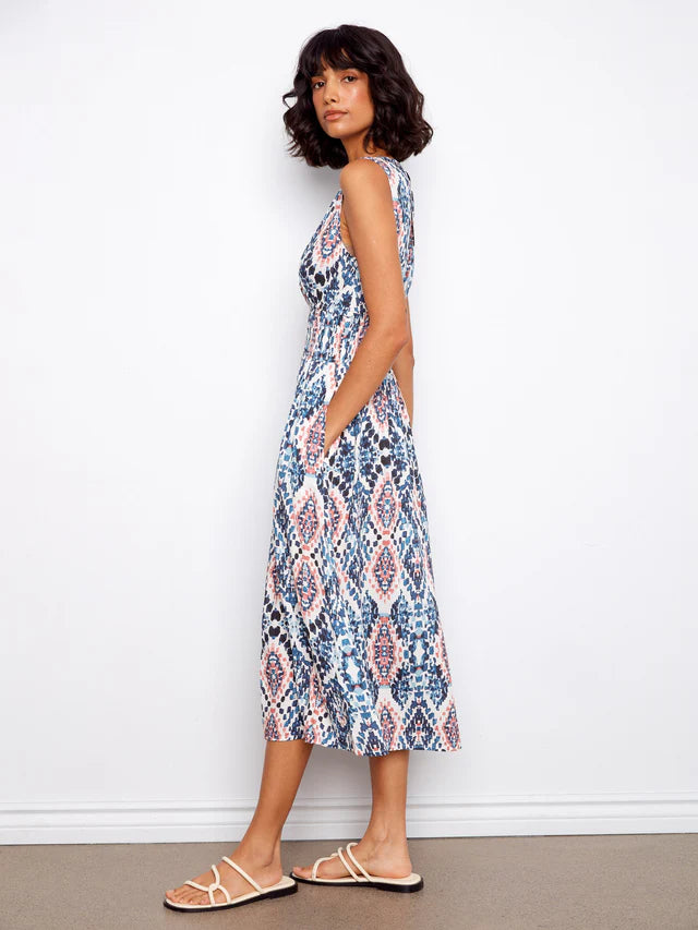 Charlie B Smocked Printed Viscose Dress