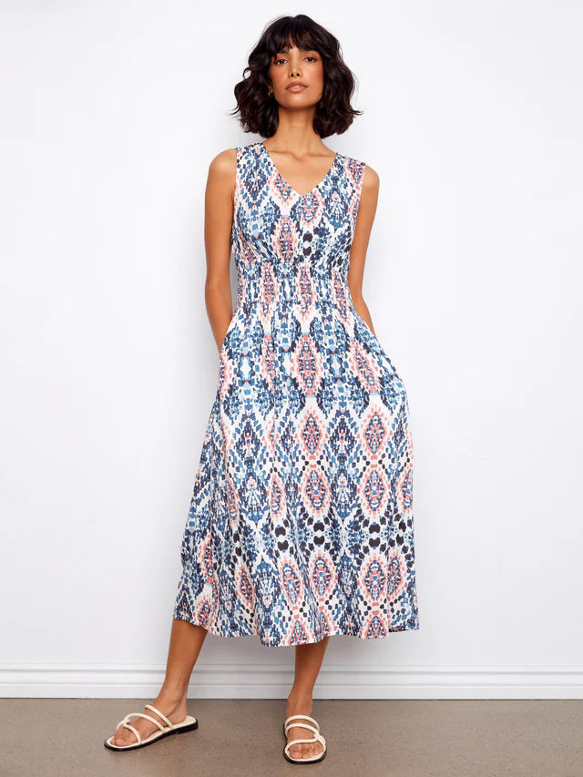 Charlie B Smocked Printed Viscose Dress