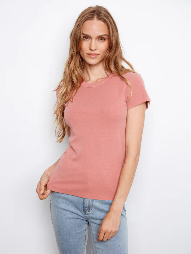 Charlie B Tencel Ribbed Crew Neck T-Shirt