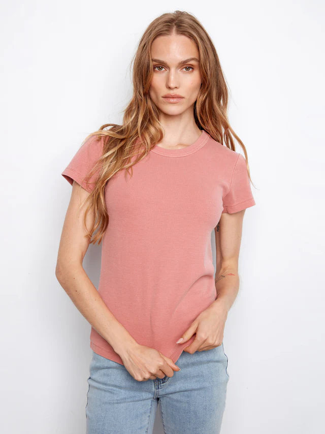 Charlie B Tencel Ribbed Crew Neck T-Shirt