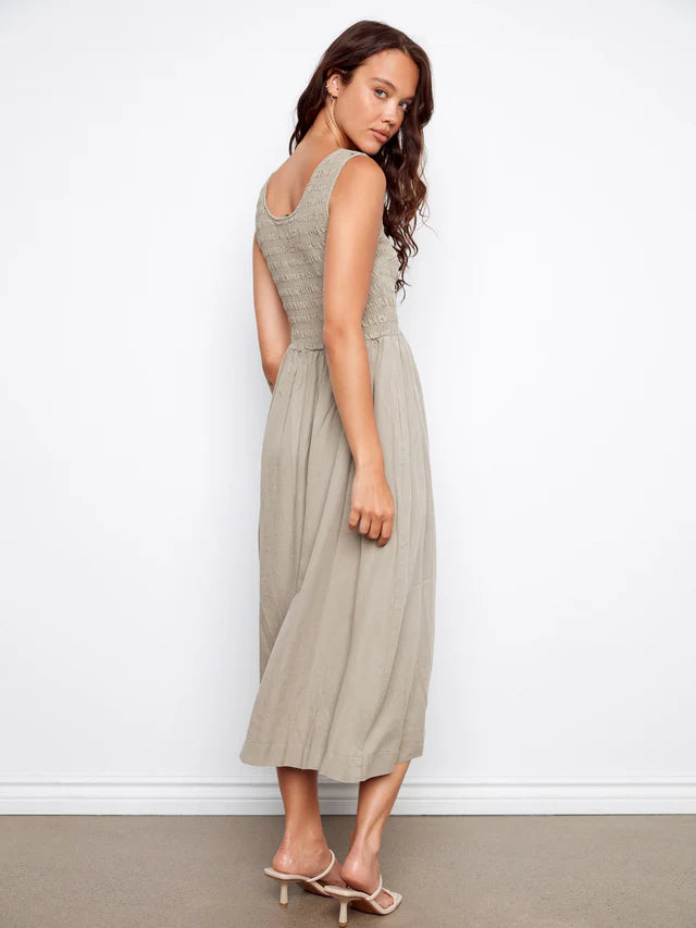 Charlie B Tencel Sleeveless Smocked Maxi Dress