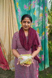 Vintage Kantha Zipper Box Pouch