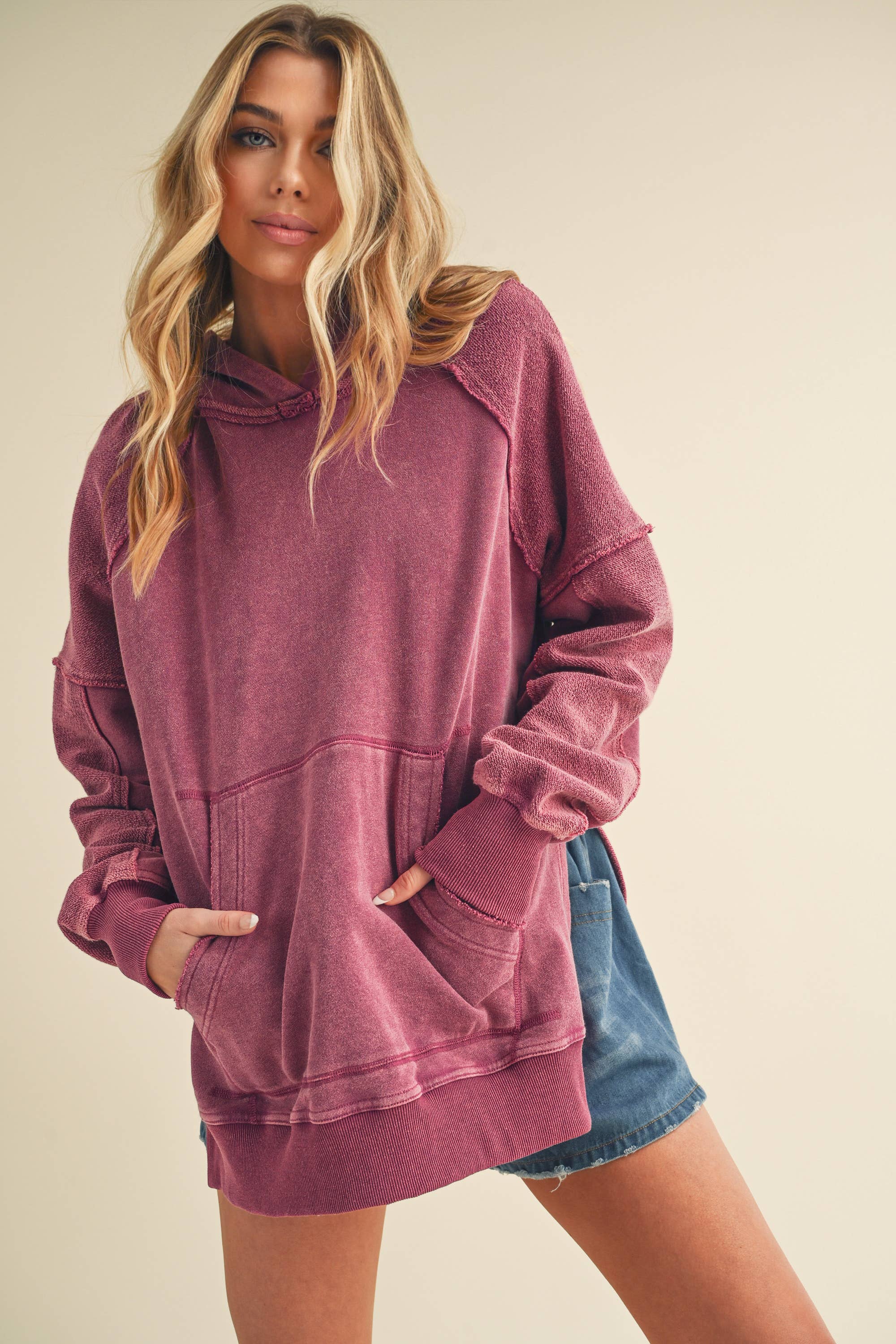 Washed Berry Hoodie by Aime & Co