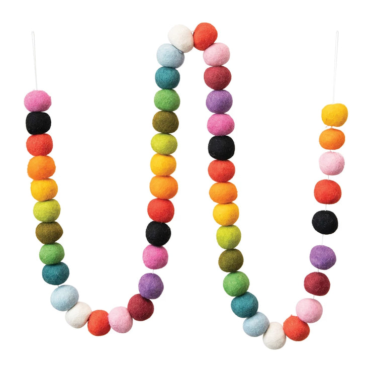 WOOL FELT BALL GARLAND 72"