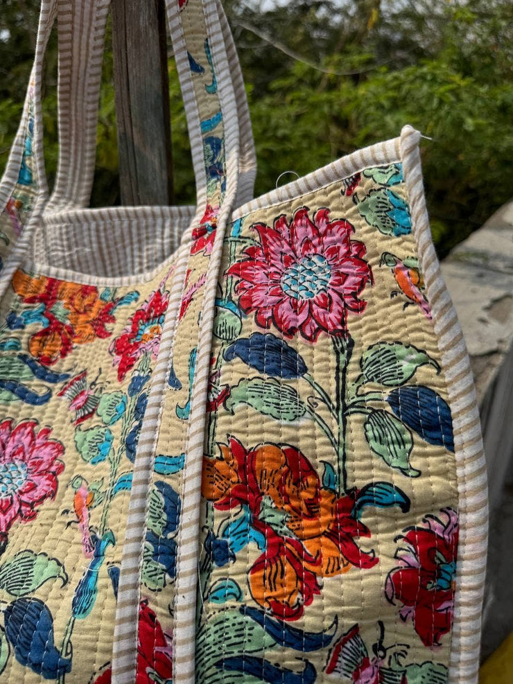 Floral Print Bag Quilted Cotton Bag
