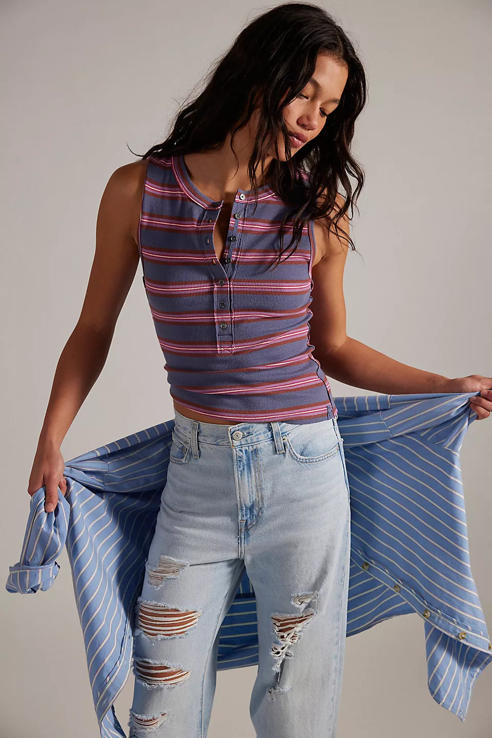Free People Jamie Henley Striped Tank Top