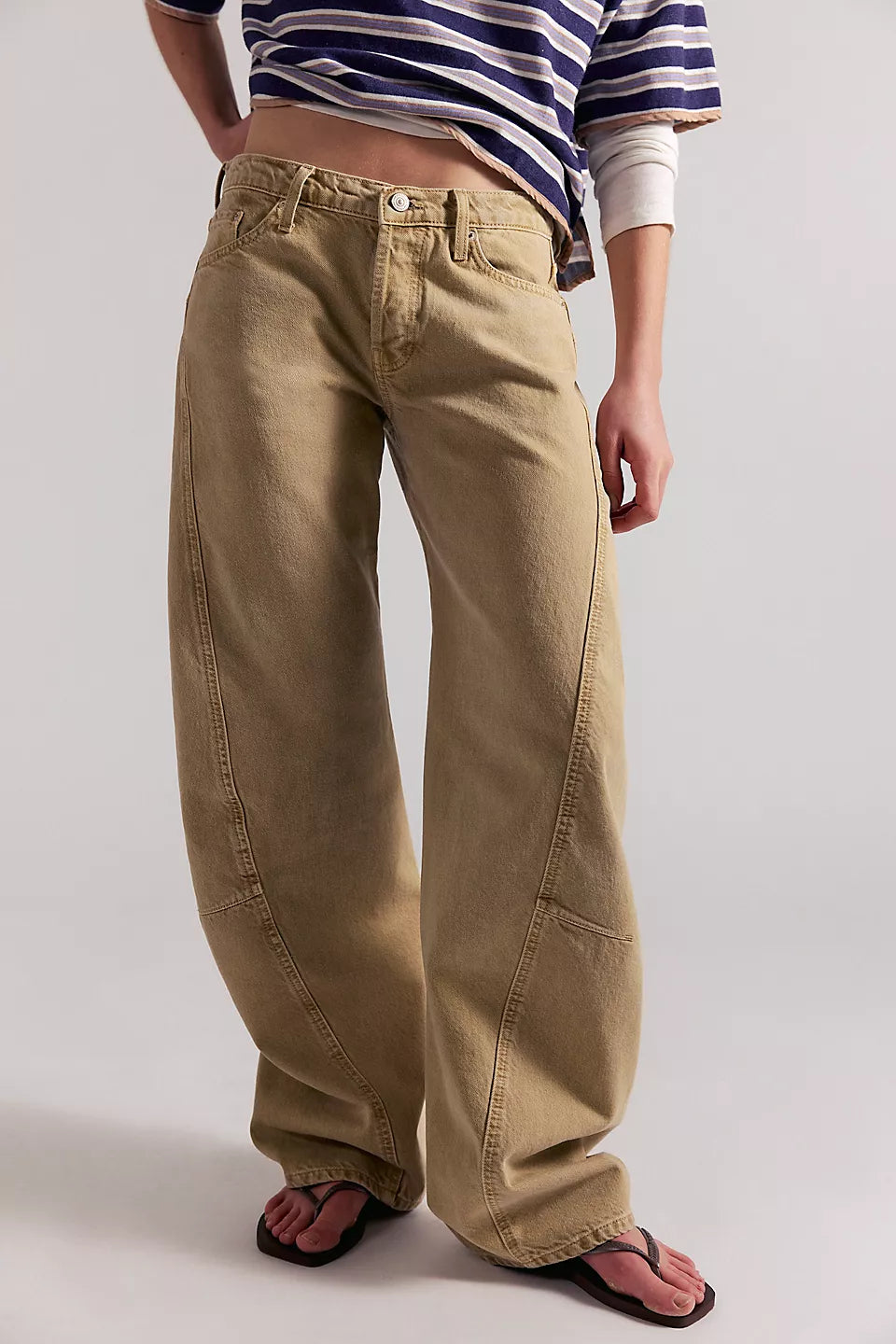 Free People Fable Low-Rise Twisted Bowed Jeans