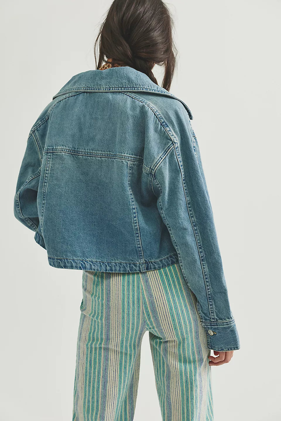 Free People Side To Side Cropped Denim Jacket