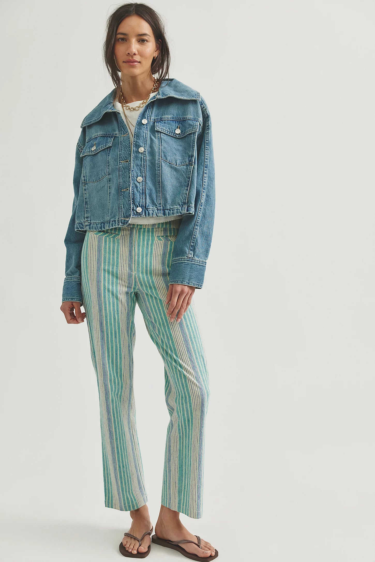 Free People Side To Side Cropped Denim Jacket