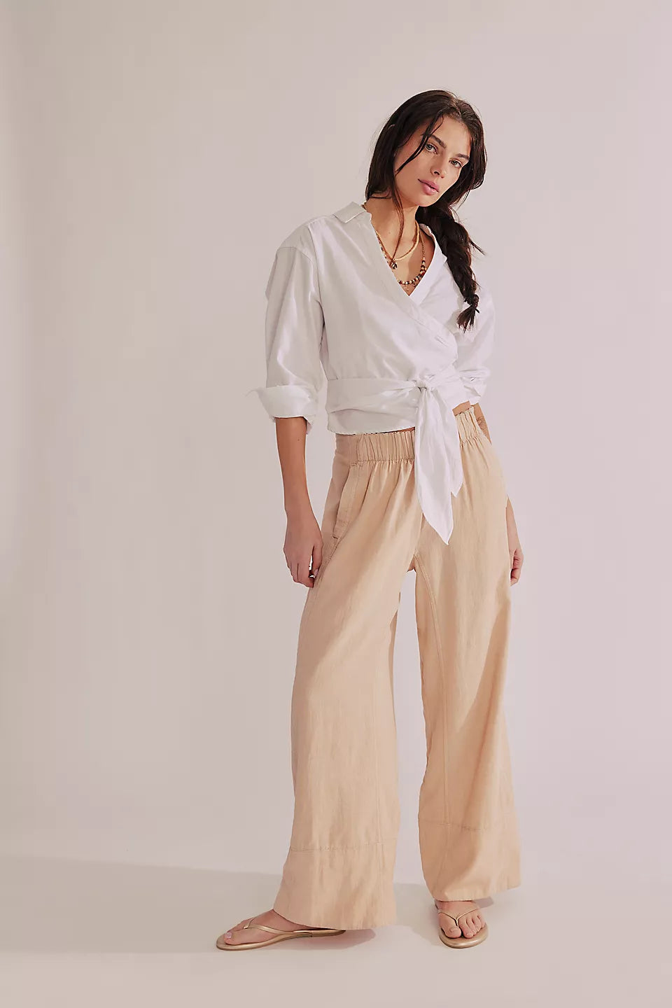 Free People Day's End Linen Pull-On Pants