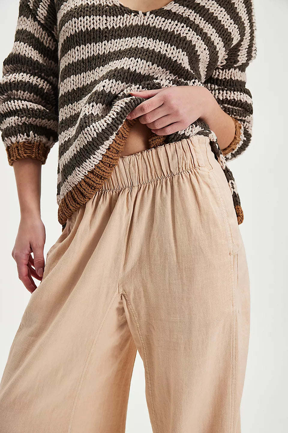 Free People Day's End Linen Pull-On Pants