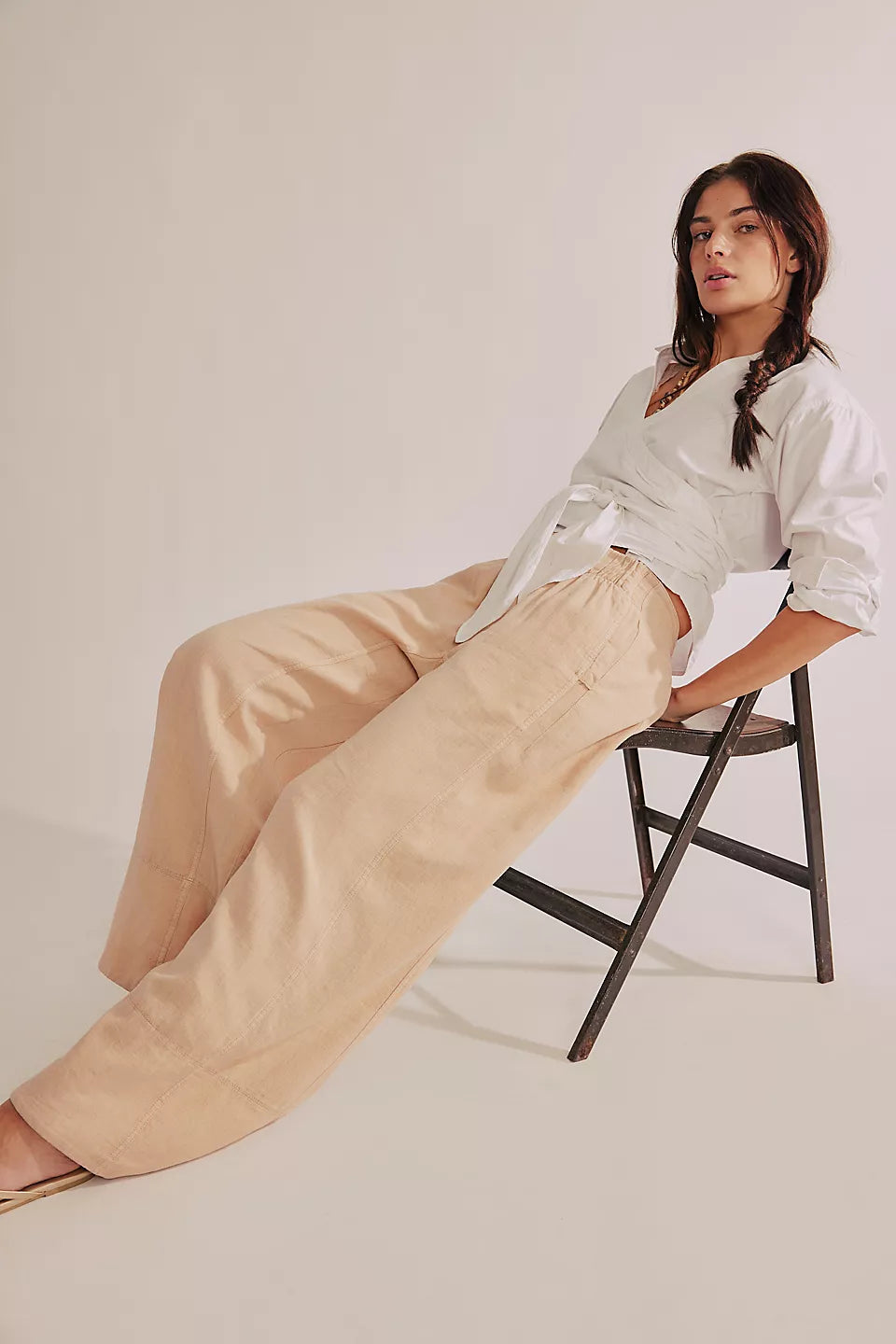 Free People Day's End Linen Pull-On Pants