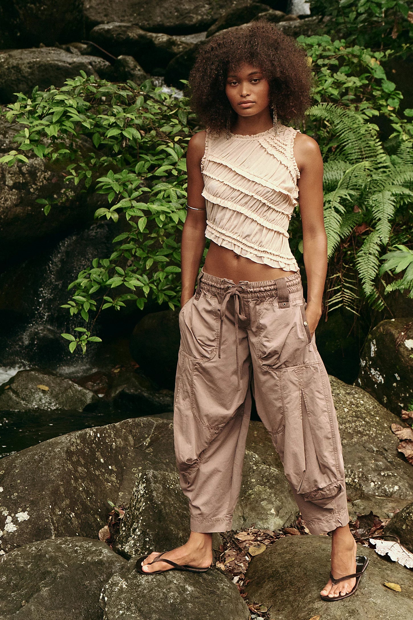 Free people Pink Sands Smocked Top