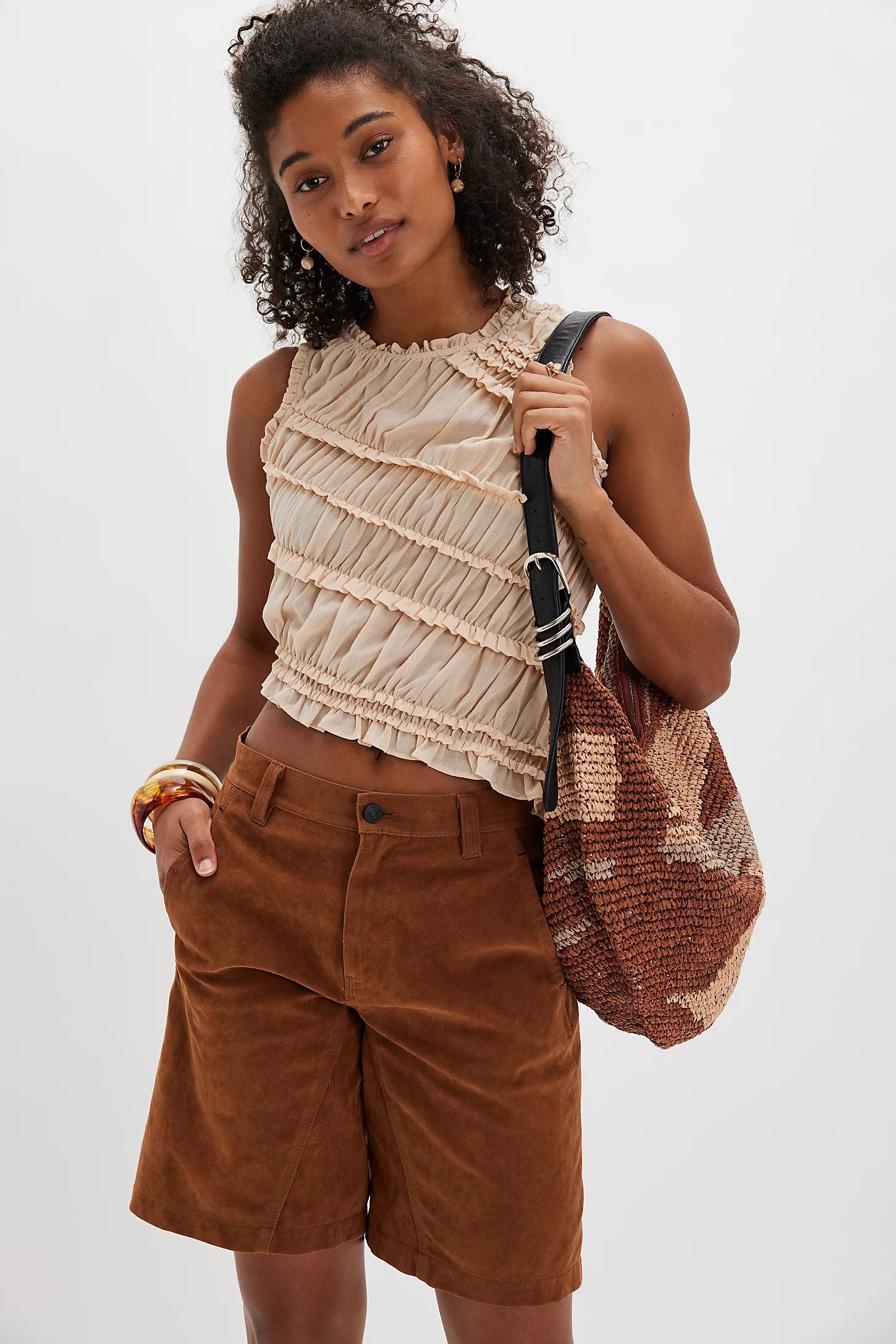 Free people Pink Sands Smocked Top