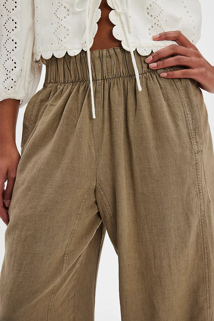 Free People Day's End Linen Pull-On Pants