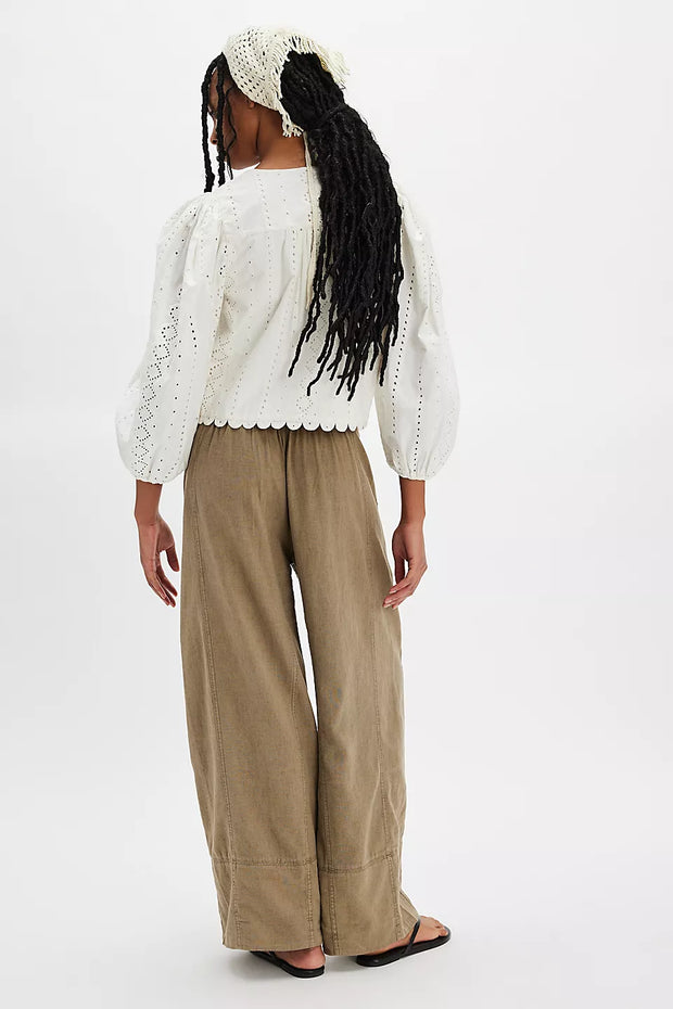 Free People Day's End Linen Pull-On Pants