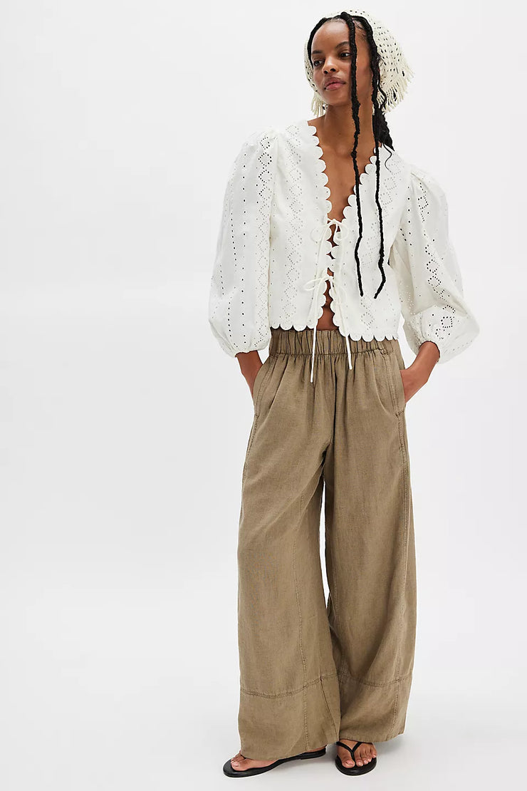 Free People Day's End Linen Pull-On Pants