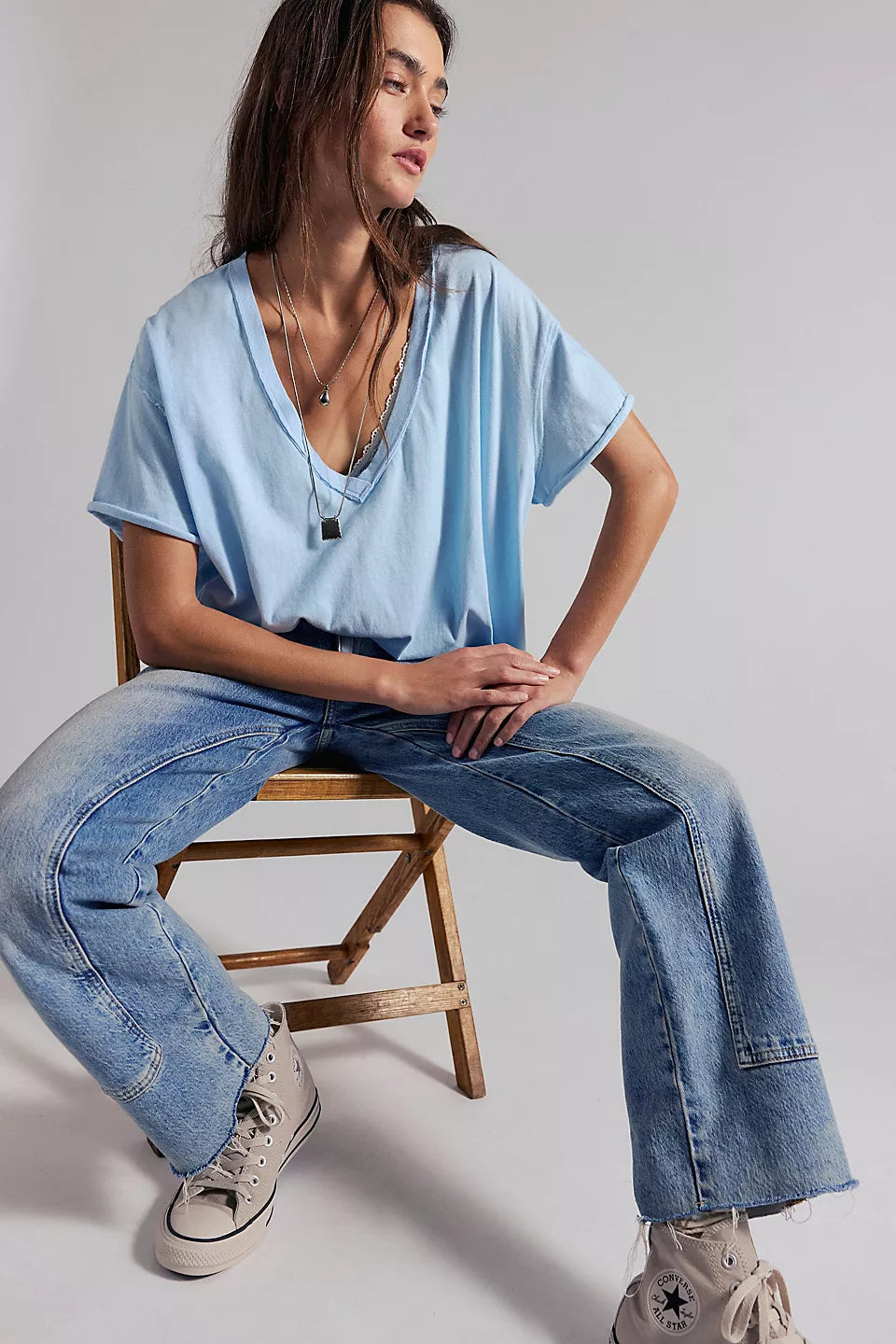 Free People Nina V-Neck Tee