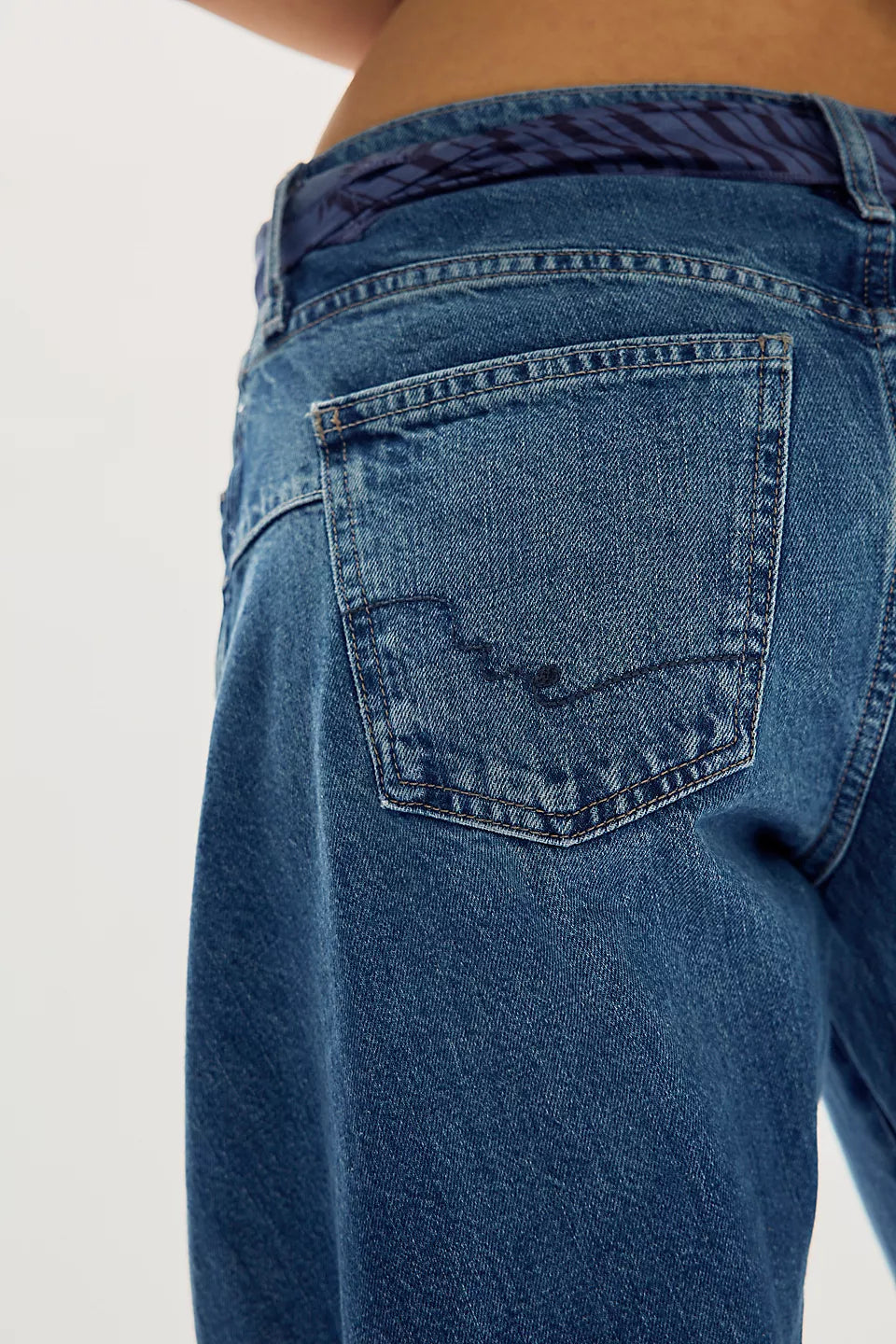 Free People Fable Low-Rise Twisted Bowed Jeans