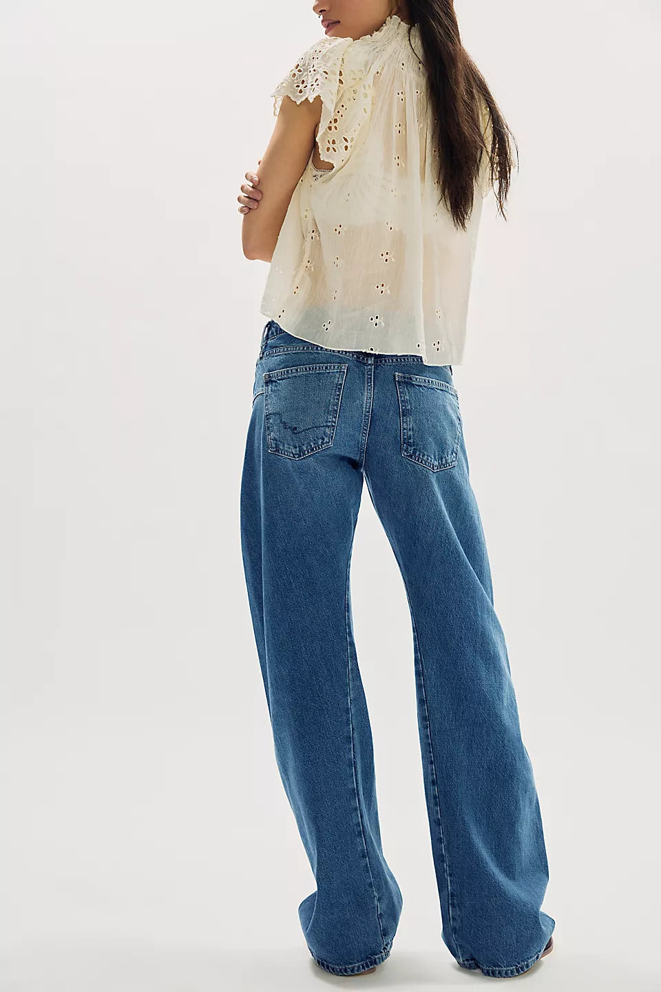Free People Fable Low-Rise Twisted Bowed Jeans