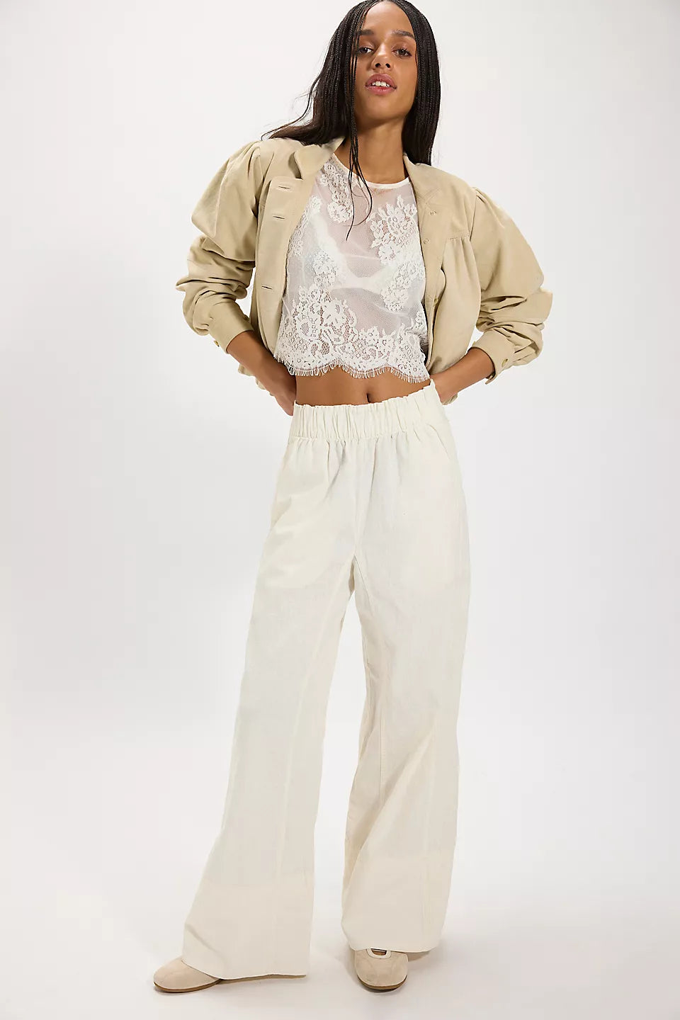 Free People Day's End Linen Pull-On Pants