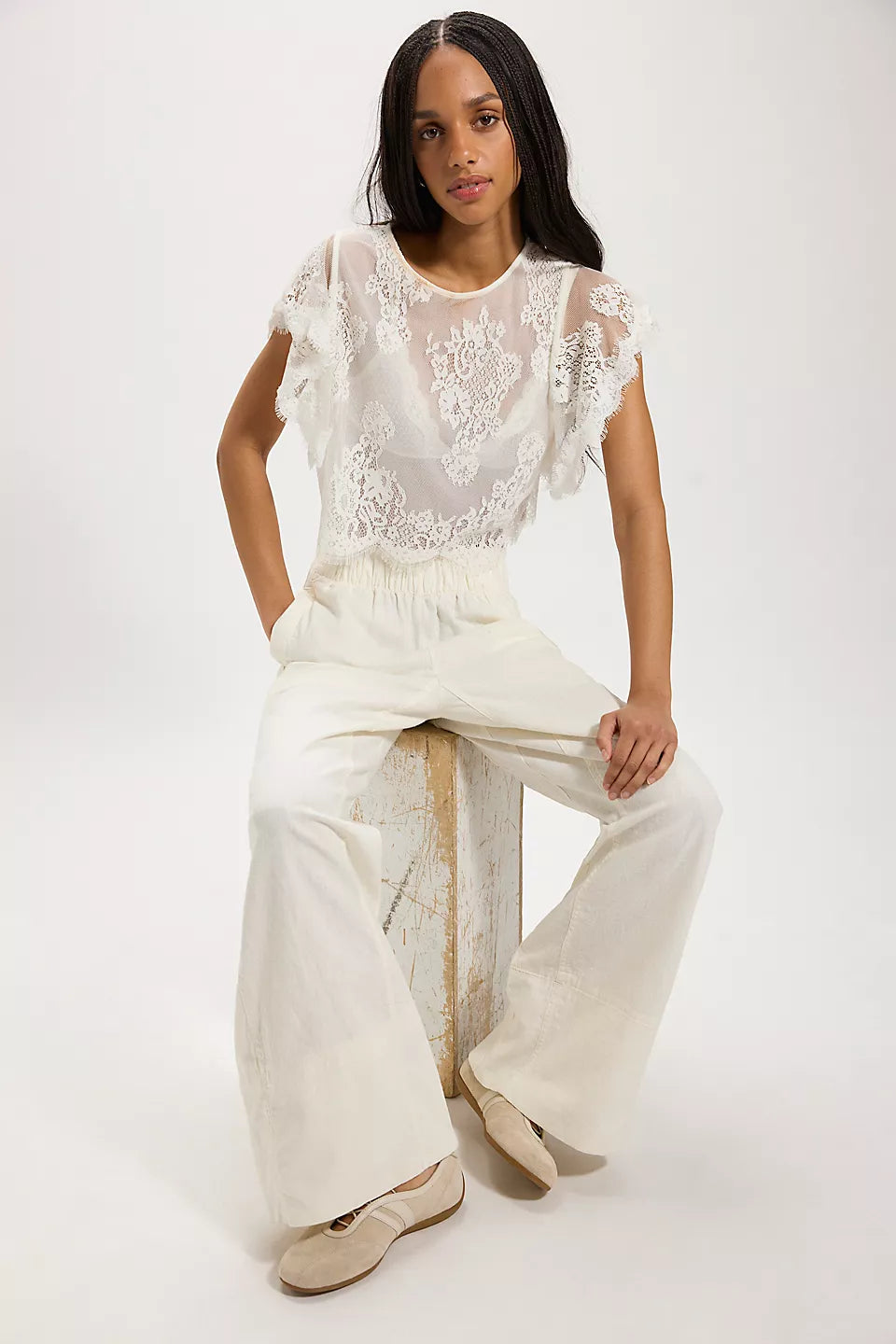 Free People Day's End Linen Pull-On Pants