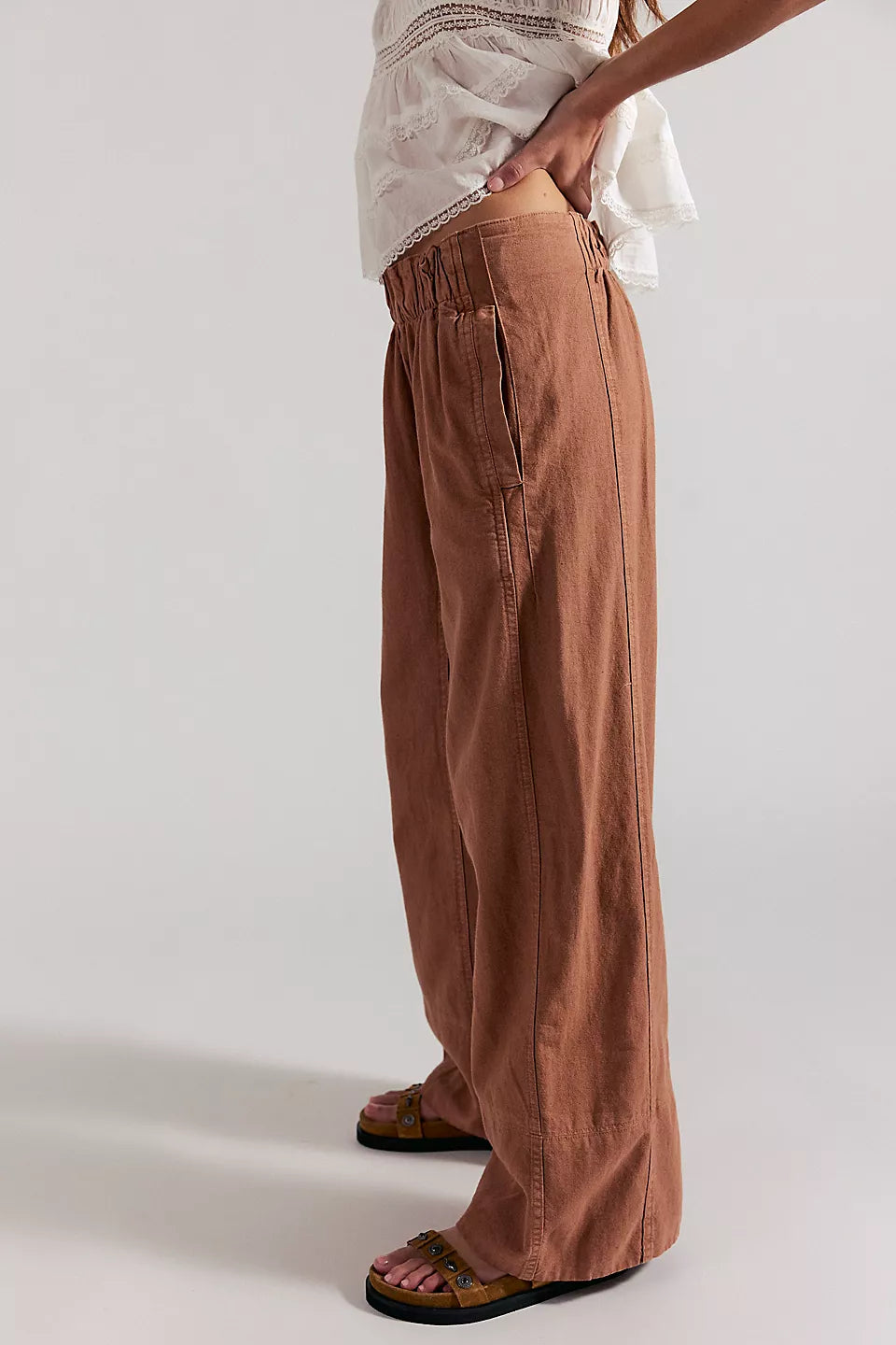 Free People Day's End Linen Pull-On Pants