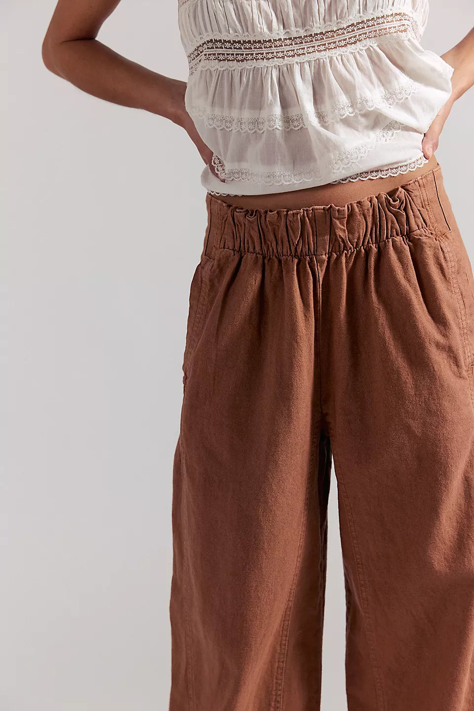 Free People Day's End Linen Pull-On Pants