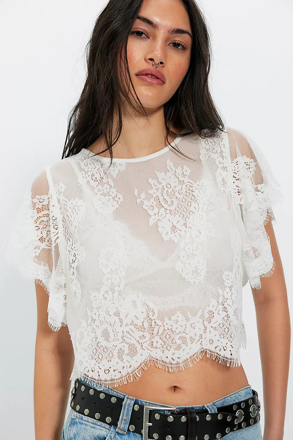 Free People  Lunar Ash Lace Top