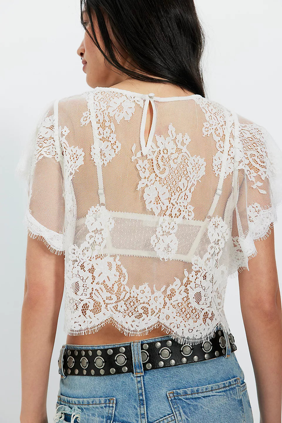 Free People  Lunar Ash Lace Top