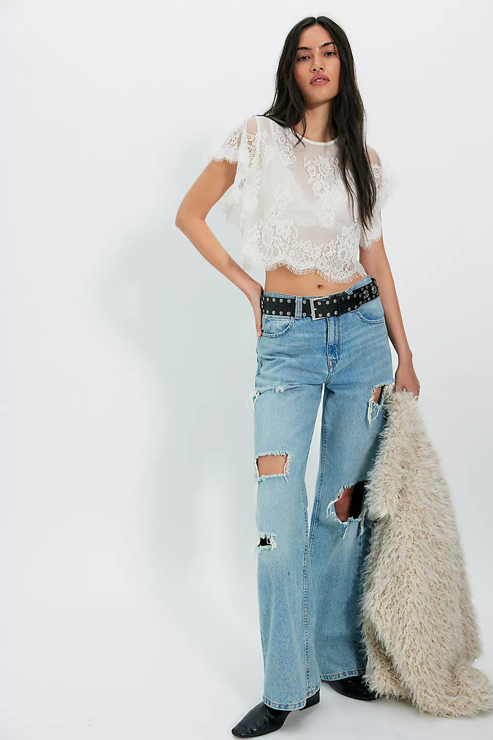 Free People  Lunar Ash Lace Top