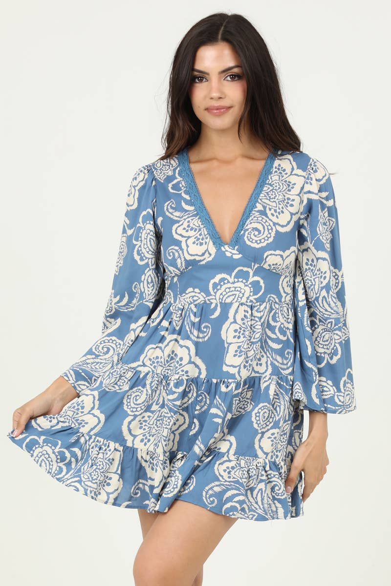 SLOANE V-NECK LACE TRIM DRESS