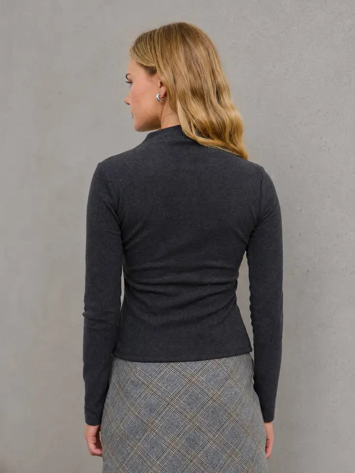 Button Front Mockneck TW2287