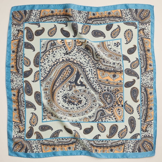 Boho Chic Paisley Scarf – Lightweight Silk-Feel Square Scarf with Vintage Charm