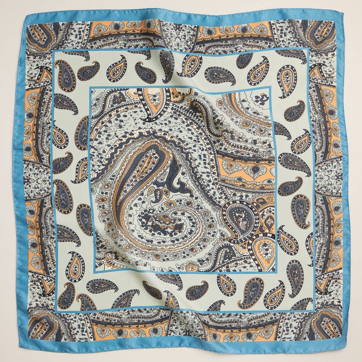 Boho Chic Paisley Scarf – Lightweight Silk-Feel Square Scarf with Vintage Charm