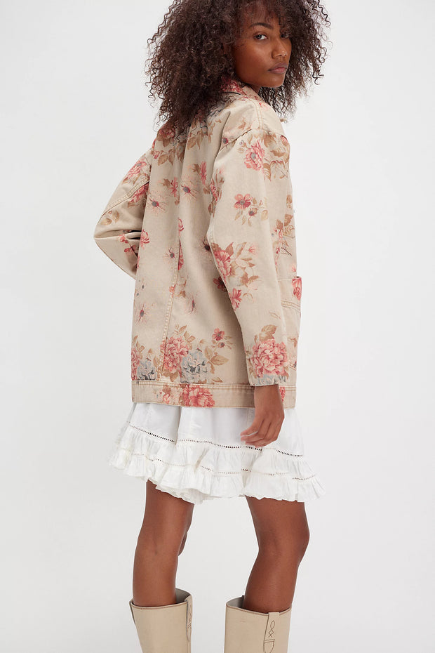 Free People AVERY PRINTED DENIM JACKET