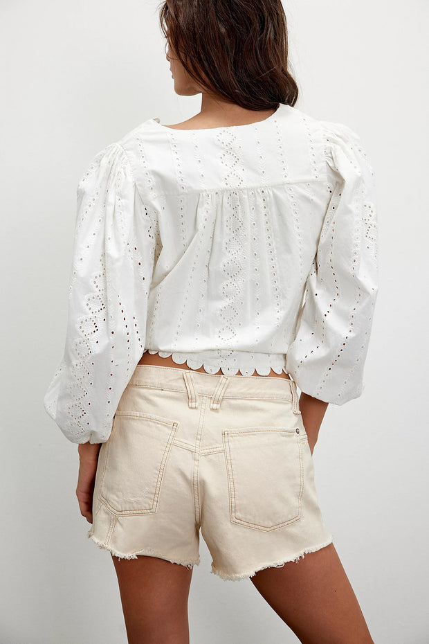 Free People Now or Never Denim Short-Ecru