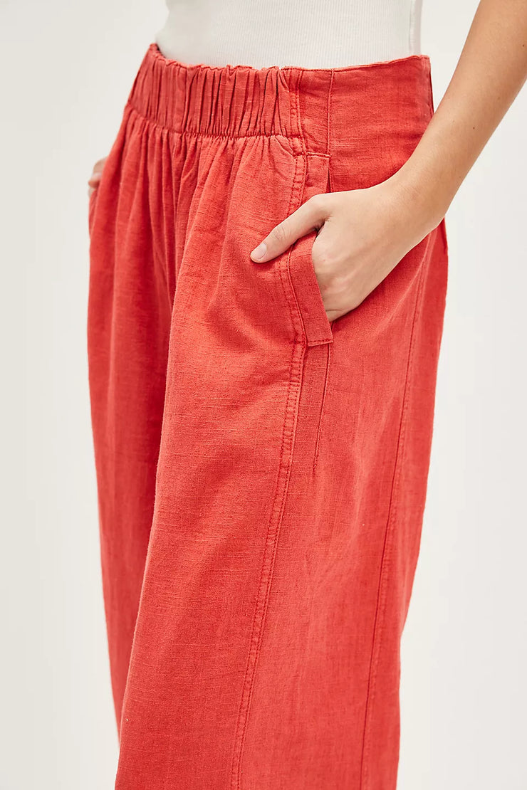 Free People Day's End Linen Pull-On Pants