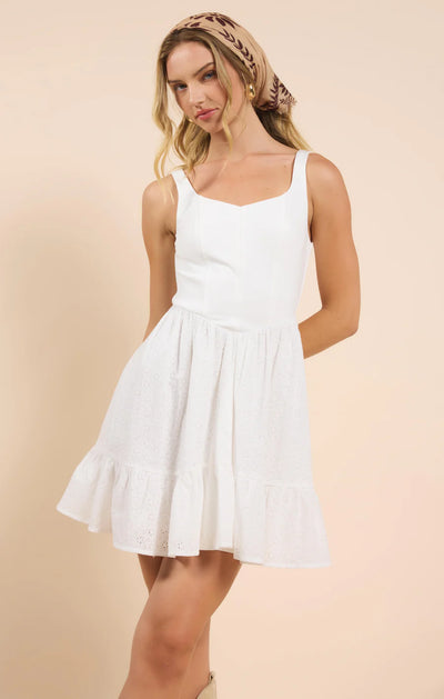 Sadie & Sage Sundream Jersey/Eyelet Mix Corset Dress