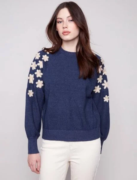 Raglan Floral Embroidered Sweater