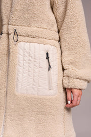 Faux-Sherpa Zip Front Hooded Coat