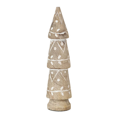 Hand Carved Mango Whitewashed Tree w/ Design