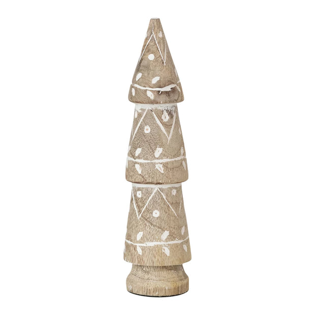 Hand Carved Mango Whitewashed Tree w/ Design