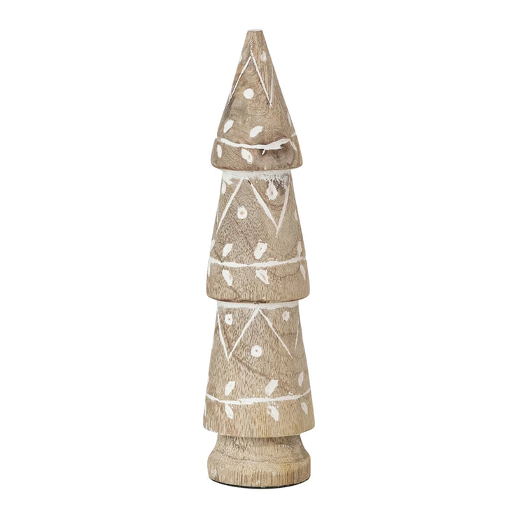 Hand Carved Mango Whitewashed Tree w/ Design