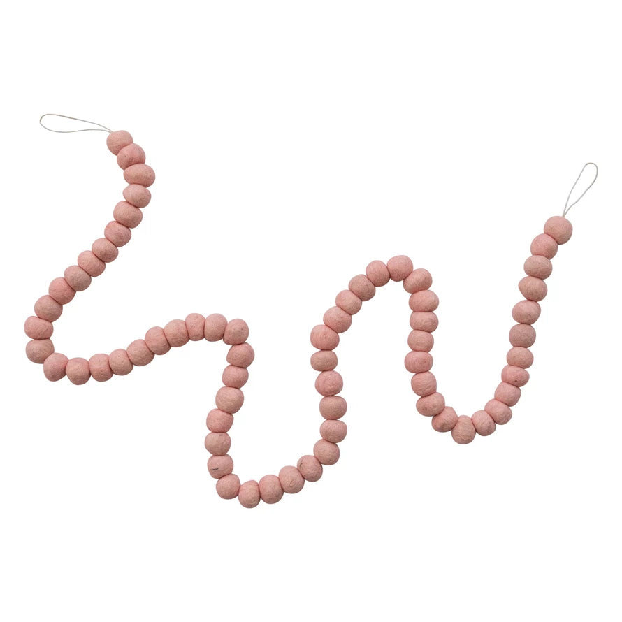 Handmade Wool Felt Ball Garland 72"