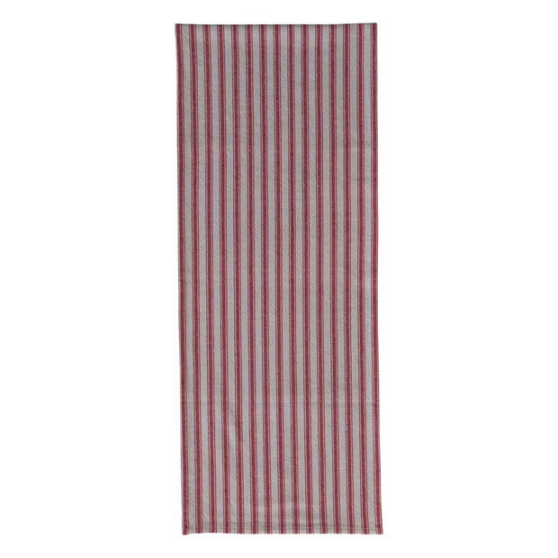 Woven Cotton Striped Table Runner, Red & Natural